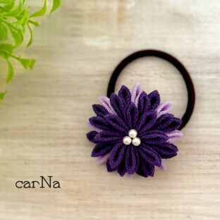 お花のヘアゴム　紫